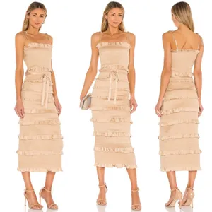 V. Chapman Lily Dress in Warm Sand Smocked Midi Revolve Size 2 thumbnail 7