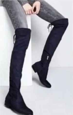 Marc Fisher Humor 2 Over-the-Knee Flat Riding Boots Women's Size 8 Navy Blue thumbnail 1