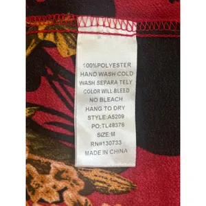 Umgee Floral Tie Front Blouse‎ Burgundy Red Long Sleeve V Neck Top thumbnail 6