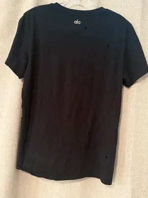 Alo Yoga | Distressed Black Tee | S  thumbnail 5