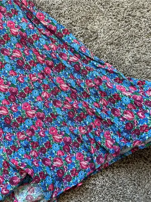 Zara Floral Mini Dress with White Peter Pan Collar - Blue & Pink thumbnail 3