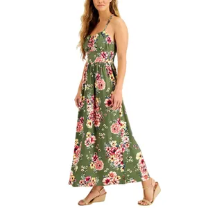 NWT Jamie & Layla Womens Petite Floral-Print Empire Maxi Dress Green Multi PL thumbnail 3