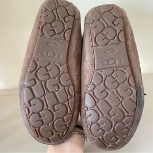 UGG Suede Shearling Moccasin Slippers Dark Brown size 8 thumbnail 13