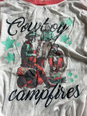 Ariat Cowboy Campfires Raglan Tee - White & Coral thumbnail 3