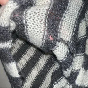 Wooden Ships by Paola Buendia Gray Striped Poncho Style Wool Blend Sweater Top thumbnail 6