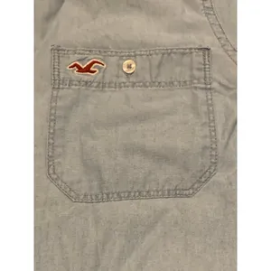 Hollister Button Down Shirt Women XS Blue‎ Denim Chambray Coastal Western 3W2170 thumbnail 8