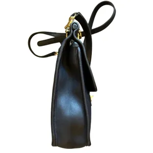 Vintage Coach Willis Bag‎ 9927 Black Leather Crossbody Satchel Brass Hardware thumbnail 13