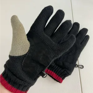 GAP adult‎ black gray red connectable double lined thick soft warm knit gloves thumbnail 2