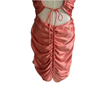 LUCY IN THE SKY Metallic Copper Plunge Ruched Mini Dress Size L Party Cocktail thumbnail 9