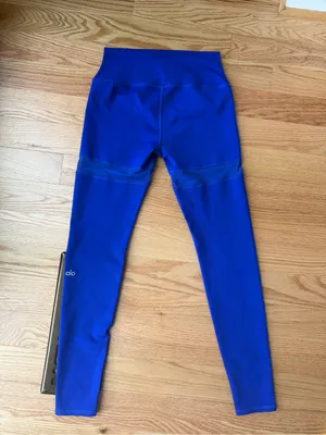 Alo Yoga Vintage Cobalt Blue Mesh Panel High Waist Leggings Size Medium thumbnail 7