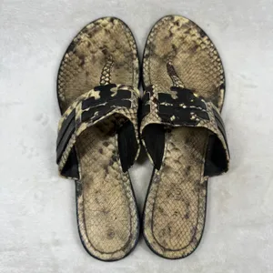 Tory Burch Miller Thong Sandals Snakeskin Print Leather Black Logo 9.5M 8099 C20 thumbnail 3