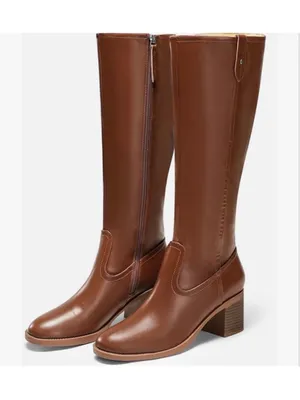 NEW Coutgo Brown Knee High Low Chunky Heel Round Toe Tall Boots 9 thumbnail 6