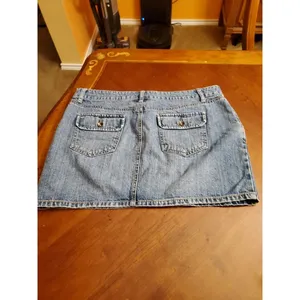 APT 9 Kohls Distressed Blue Jean Mini Skirt Denim Raw Edges Size 16 thumbnail 9
