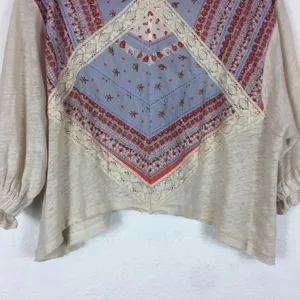 Free People Prairie Days 3/4th Sleeve Boho Blouse thumbnail 8