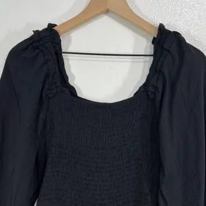 August Sky Smocked Maxi Dress S Black Long Sleeve Square Neck Cottagecore‎ Boho thumbnail 7