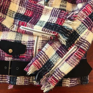 MSGM Plaid Moto Jacket Metallic Black Pink Purple Size 4 thumbnail 7
