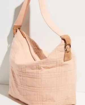 Free People Vienna Pink Quilted Shoulder Bag/Tote Bag, Suede Trim Detail‎ thumbnail 1