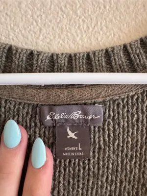 Eddie Bauer Olive Green Knit Single-Button Cardigan thumbnail 2