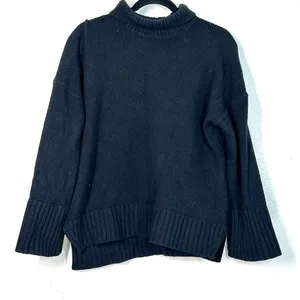 S Sweater Knit Pullover Oversized Wool Blend Funnel Mock Neck Y2K 2000's Black thumbnail 2