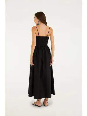 NWOT Farm Rio Cotton Black Sleeveless Midi Dress Size L thumbnail 4