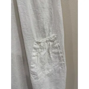 N Willow White 100% Linen Milkmaid Mini Dress Smocked Drawstring Pockets Sz S/M thumbnail 4