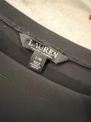 NWOT LRL Ralph Lauren Size L Black Top Cuffed Short Sleeve Stretch Classic Logo thumbnail 7