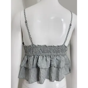 Ocean Drive Women’s Babydoll Top Plaid Halter Coquette Cottagecore Boho Y2K M thumbnail 2