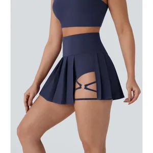 Halara Breezeful Navy Blue Tennis Skirt Set Strappy Sports Bra Pleated Skort S thumbnail 6