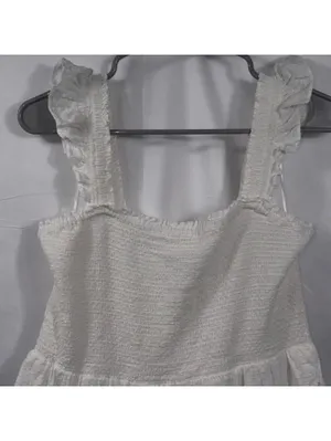J. Crew Women’s White Smocked Tiered Midi Dress Size Medium thumbnail 2