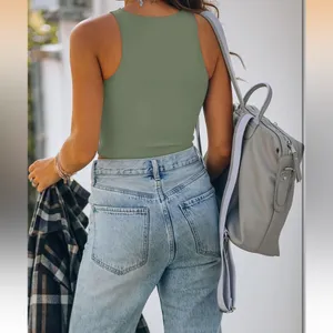 NWT REORIA Olive Green Halter Racerback Crop Tank Top Size Small Double Lined thumbnail 3