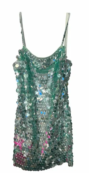NWT Mac Duggal Mint Green Paillette Sequin Mini Dress – Medium thumbnail 1