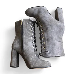 Vince Camuto Women’s 8M Gray Suede Teisha Lace Up Heeled Ankle Boots. thumbnail 7