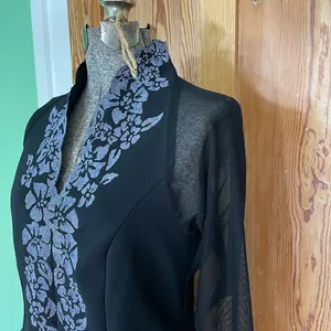 Vintage Beaded Sheer Festive Witchy Whimsy Goth Floral Beaded Top Sz Small thumbnail 5