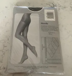 Christian Dior Vintage Diorella pantyhose sandalfoot top control sheer leg olive size 4 thumbnail 3