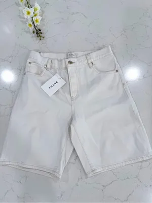 Frame Denim White Mid-Rise Denim Shorts thumbnail 5