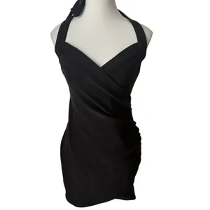 Hello‎ Molly Noticed Dress Black Halter Neck Ruched Mini Dress Womens Size 8 L thumbnail 2