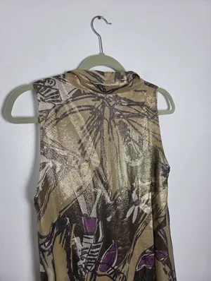Aquilano Rimondi Silk Gold Camisole Top Abstract Designer Contemporary Medium thumbnail 6