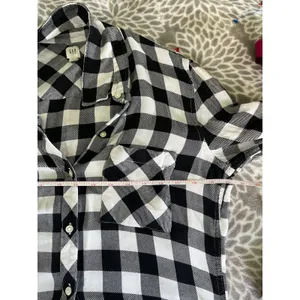 Buffalo Plaid Button Down Shirt sz Large Black White Preppy Minimalist Timeless thumbnail 6