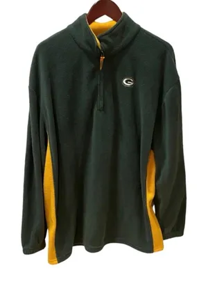 NFL Green Bay Packers Fleece Quarter Zip Sweatshirt Embroidered Retro XL thumbnail 1