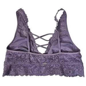 Victoria’s Secret PINK Large Lace Bralette Lace-Up Convertible Adjustable Purple thumbnail 3