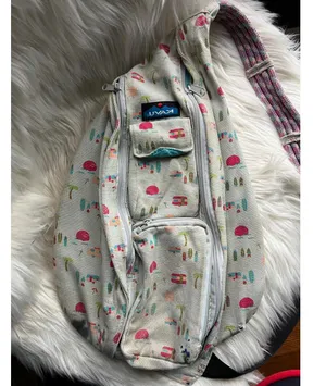 KAVU Sling Bag Cream with Pink Campers thumbnail 1