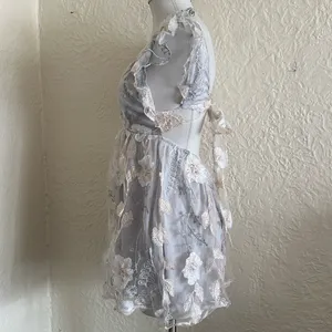 Lucy in the Sky Sheer Embroidered Floral Deep V Babydoll Dress XS thumbnail 4