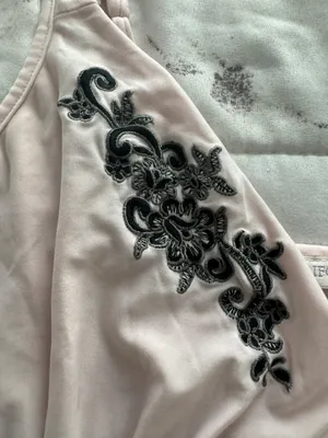 Pink Embroidered Babydoll Boho Pajama Top, size M thumbnail 4