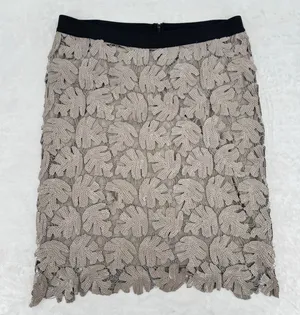 BCBGMaxazria Sequined Mini Skirt Taupe Leaves Special Occasion Chic Designer L thumbnail 1