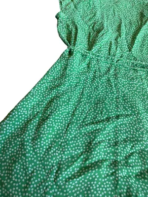 Reformation Dawn Mini Wrap Dress Green Floral Print Flowy Girly Party Size Small thumbnail 12