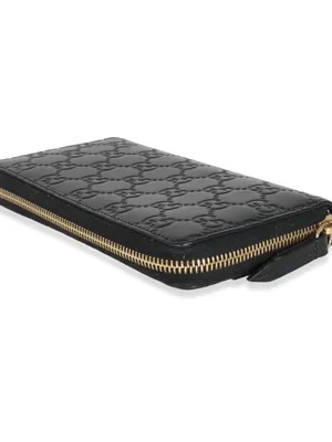 Gucci Black Embossed GG Zip Wallet with Gold Hardware thumbnail 6