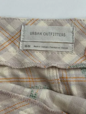 Urban Outfitters Peach Wrap Skirt Embroidered Plaid Pleated Mini M thumbnail 4