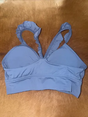 OFFLINE By Aerie Real Me XTRA Ruffle Sports Bra in marled blue M thumbnail 5