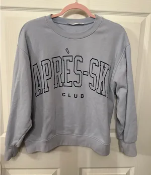 Altar’d State Apre's Ski Club Baby Blue Oversized Sweatshirt, S thumbnail 1
