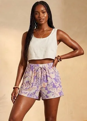 Rip Curl NWT Palm Party Shorts Sz S Purple Tropical Print EcoVero Boho Summer thumbnail 1